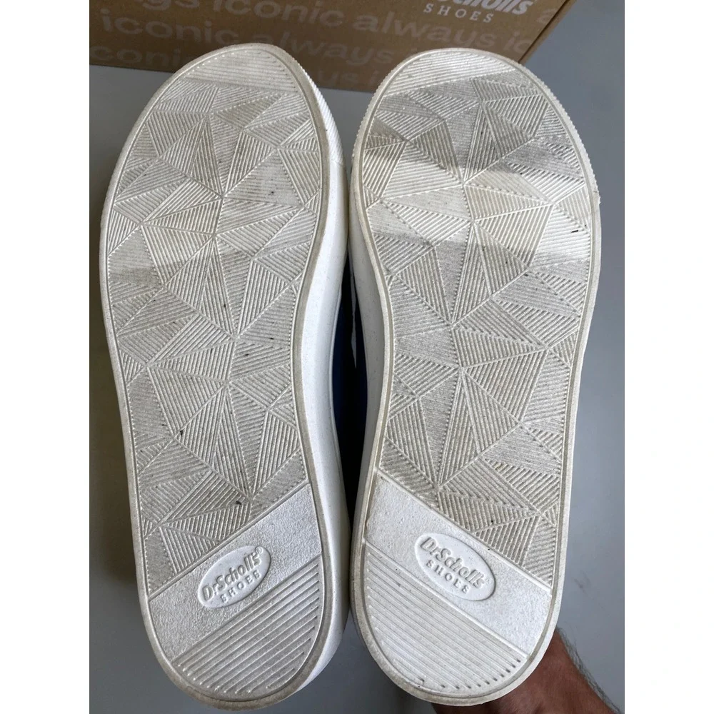 Dr Scholls Navy Blue Slip On Sneakers Textured Chevron Loafers Womens 6.5M